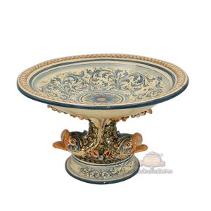 Alzata piede marino Ø 30 cm s. d'arte blu/arancio