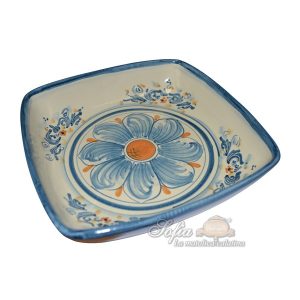 Centrotavola quadrato 22x22 s. d'arte blu/arancio