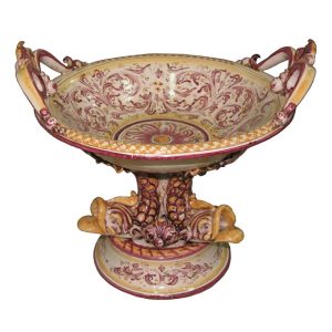 Alzata piede marino Ø 30 s. d'arte bordeaux/arancio