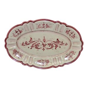 Piatto ovale barocco 30x20 s. d'arte mono bordeaux