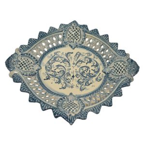 Centrotavola traforato 1° M 36x30 s. d'arte mono blu