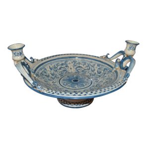 Alzata Ø 40 c/portacanedele s. d'arte mono blu