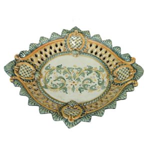 Centrotavola traforato 1° M 36x30 s. d'arte verde/arancio