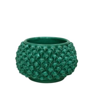 Vaso mezza pigna s/piede Ø 15 verde smeraldo