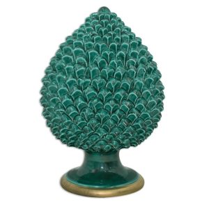 Pigna artigianale h 30 verde rame