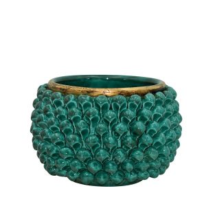 Vaso mezza pigna s/piede Ø 25 verde rame