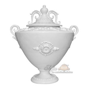 Potiche c/piede h 38 plastico sofia white line