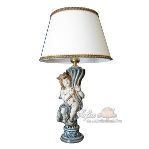Lume ad angelo cornocopia destra h 33 blu/arancio (h60 c/paralume Ø30)