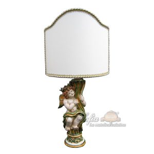 Lume ad angelo cornocopia destra h 33 verde/arancio (h60 c/paralume Ø30)