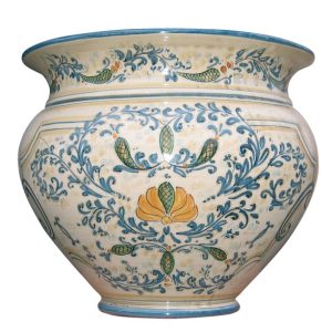 Cachepot Ø 45 petalo giallo blu/arancio