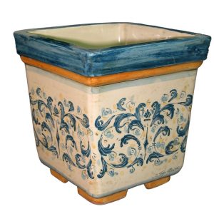 Cachepot quadrato 20x20 s. d'arte blu/arancio
