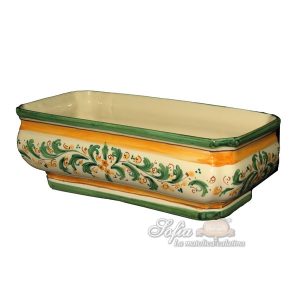 Cassetta porta bonsai 30x15 s. d'arte verde/arancio