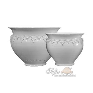 Cachepot Ø 45 plastico sofia white line