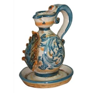 Portacandela 1° M 8x10 s. d'arte blu/arancio - Bomboniera