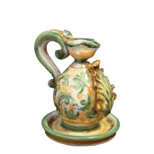 Portacandela 1° M 8x10 s. d'arte verde/arancio - Bomboniera