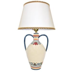 Lume fiasca con manici h 35 decoro sicily (h66 c/paralume Ø45)