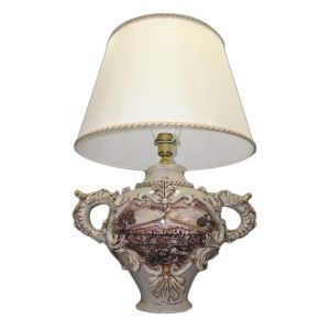 Lume palla c/manici pesci h 35 c/paesaggio etna avorio