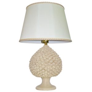 Lume pigna artigianale h 35 avorio integrale (h65 c/paralume Ø40)