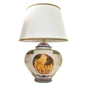 Lume palla h 35 decoro elefante colorato (h66 c/paralume Ø45)