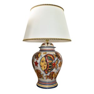 Lume Potiche h 35 decoro pesci (h65 c/paralume Ø35)