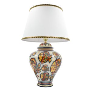 Lume Potiche h 35 decoro pesci (h65 c/paralume Ø40)