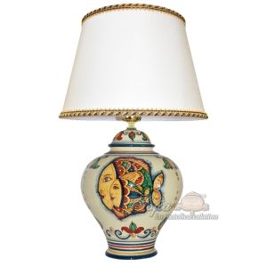 Lume Potiche h 35 decoro pesci (h65 c/paralume Ø35)