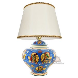 Lume Palla h 35 decoro pesci c/fondo blu (h66 c/paralume Ø45)