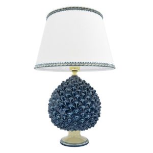 Lume pigna artigianale h 25 mono blu (h47 c/paralume Ø30)