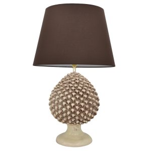 Lume pigna artigianale h 25 madreperla antichizzato (h47 c/paralume Ø30)