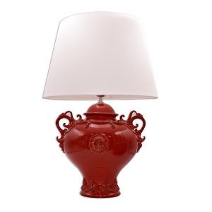 Lume palla c/manici h 35 plastico sofia rosso fuoco (selenio) (h65 c/paralume Ø45)