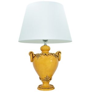 Lume anelli h 40 plastico sofia senape c/invecchiamento (h72 c/paralume Ø45)