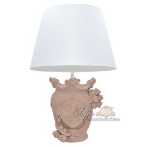 Lume a testa h 25 melograni tortora opaco femmina (h55 c/paralume Ø35)