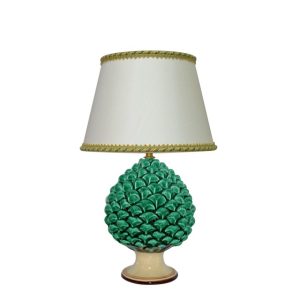 Lume pigna artigianale h 20 verde/arancio (h40 c/paralume Ø25)