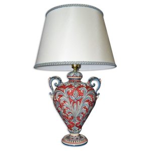 Lume anelli c/ghirigori h 30 plastico sofia ornato blu/bordeaux (h55 c/paralume Ø35)