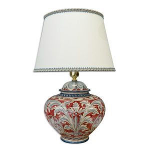 Lume palla h 35 ornato blu/bordeaux (h65 c/paralume Ø45)