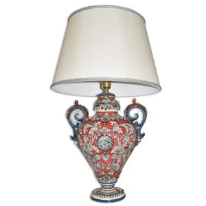 Lume maxi h 50 plastico sofia ornato blu/bordeaux (h83 c/paralume Ø50)