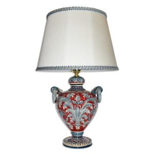 Lume anelli h 30 ornato blu/bordeaux (h55 c/paralume Ø35)