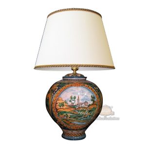 Lume palla h 35 c/paesaggio ornato calatino (h66 c/paralume Ø45)