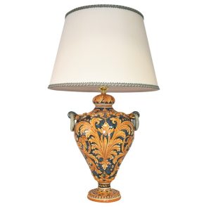 Lume anelli h 30 ornato fondo blu (h55 c/paralume Ø35)