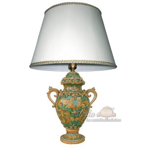 Lume maxi h 50 plastico sofia ornato fondo verde (h83 c/paralume Ø50)