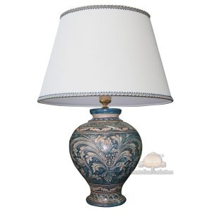 Lume collo rasato comodino h 20 ornato mono blu (h38 c/paralume Ø25)