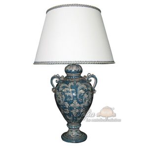 Lume anelli c/ghirigori h 30 ornato mono blu (h55 c/paralume Ø35)