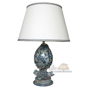 Lume uovo c/pesci h 33 ornato mono blu (h60 c/paralume Ø40)