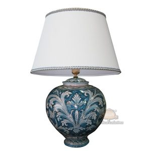 Lume palla h 35 ornato mono blu (h66 c/paralume Ø45)