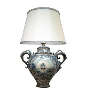 Lume boccia c/manici h 35 c/veliero ornato mono blu