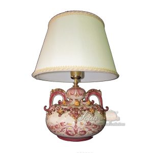 Lume bottiglia comodino 1°M h 15 plastico sofia bordeaux/arancio (h29 c/paralume Ø20)