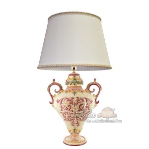 Lume maxi h 50 c/rosone plastico sofia bordeaux/arancio (h83 c/paralume Ø50)