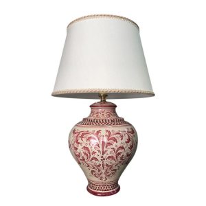 Lume boccia comodino h 20 s. d'arte mono bordeaux (h40 c/paralume Ø25)