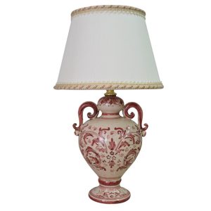 Lume anelli comodino h 20 c/ghirigori s. d'arte mono bordeaux (h35 c/paralume Ø20)