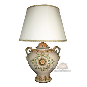 Lume palla c/manici h 35 plastico sofia verde/arancio (h65 c/paralume Ø45)